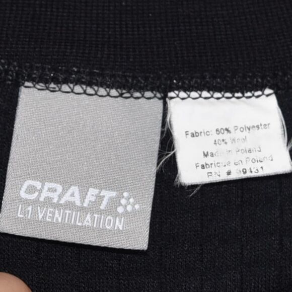 Craft L1 Ventilation Base Layer Top Black Wool Blend Tech Performance Fits  M-L - Picture 7 of 7